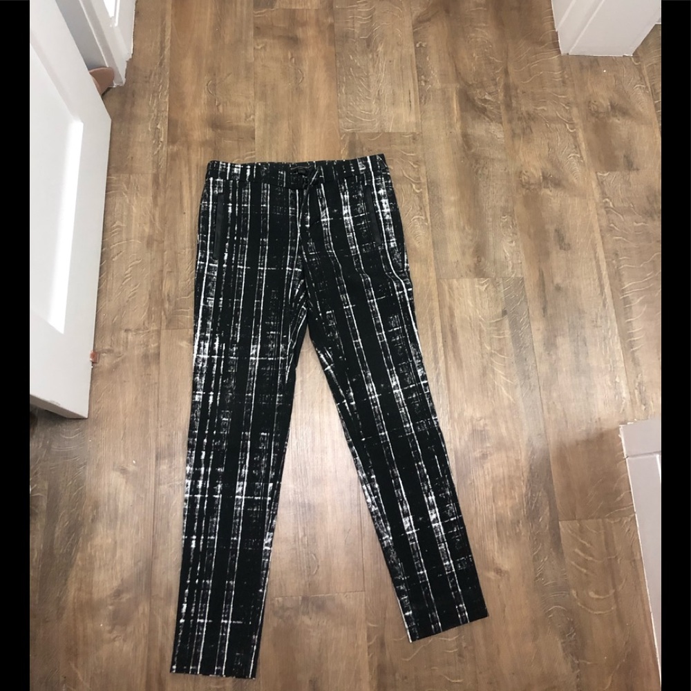 Black and white straight leg pant